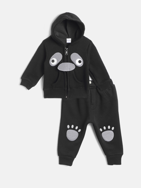 

Moms Love Infant Girls Black & Grey Pure Cotton Hooded Sweatshirt with Pjyamas