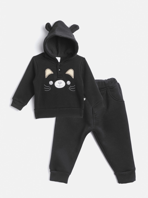 

Moms Love Infant Girls Black & Beige Pure Cotton Sweatshirt with Pyjamas