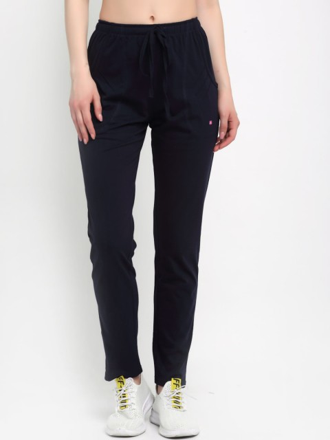 

ANTI CULTURE Women Navy Blue Solid Cotton Track Pants