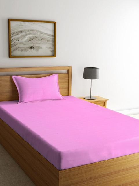 

Molly & Michel Pink Striped 220 TC Single Bedsheet with 1 Pillow Covers