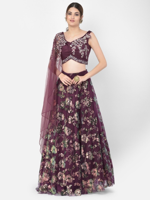 

Neerus Women Burgundy Embellished Ready To Wear Lehenga Choli with Dupatta