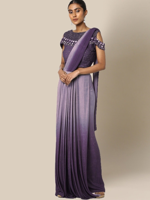 

Chhabra 555 Violet & Purple Ombre Beads and Stones Ready to Wear Saree