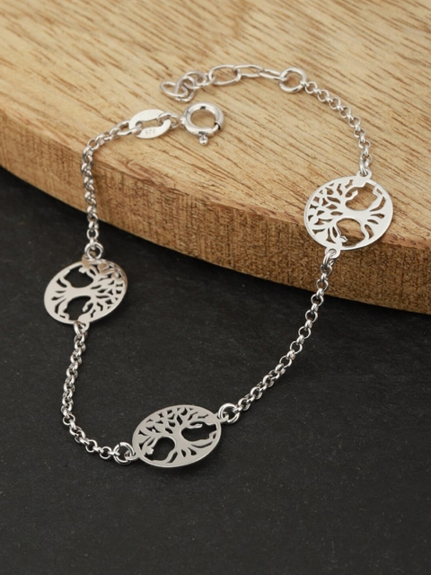 

VANBELLE Women 925 Sterling Silver Rhodium-Plated Link Bracelet