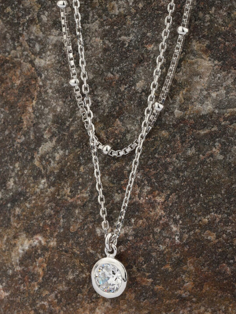 

VANBELLE Women 925 Sterling Silver Rhodium-Plated Layered Necklace
