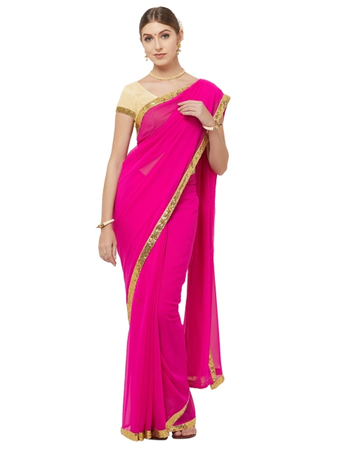 

Viva N Diva Magenta Solid Georgette Saree