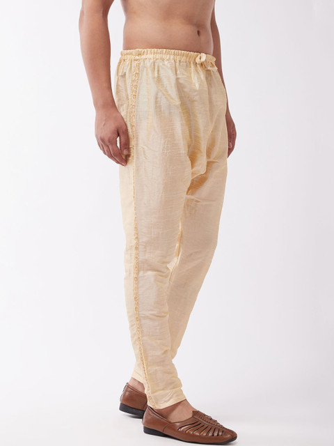 

VASTRAMAY Men Gold Silk Blend Embroidered Pyjama