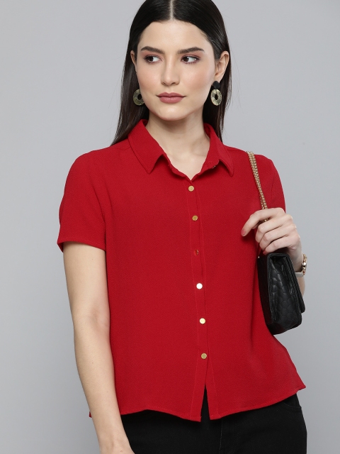 

Chemistry Women Red Self-designed Casual Shirt