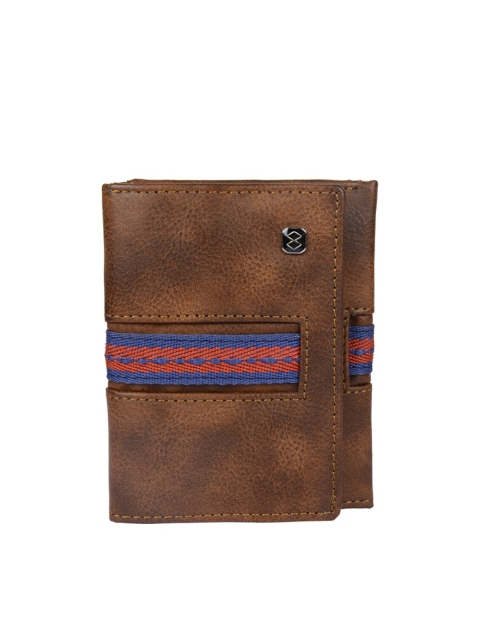 

HORRA Men Brown Textured PU Three Fold Wallet