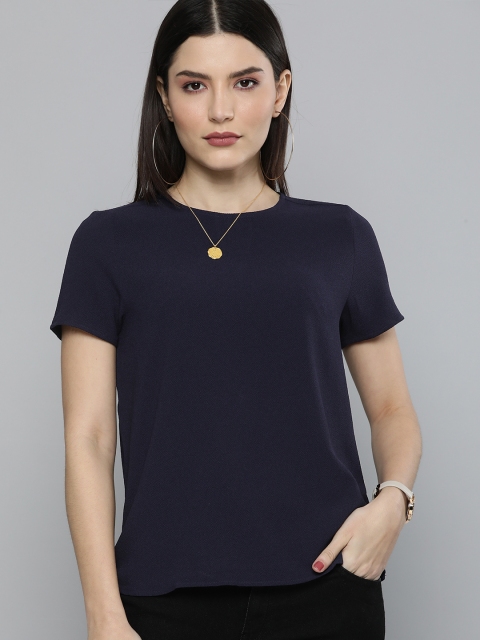 

Chemistry Navy Blue Solid Regular Top