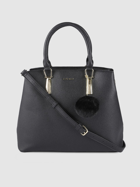 

Allen Solly Black Solid PU Regular Structured Handheld Bag with Tasselled Detail