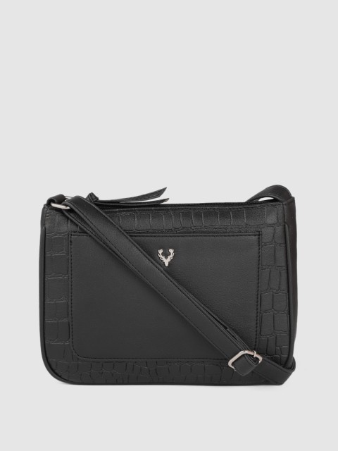 

Allen Solly Black Croc Textured Sling Bag