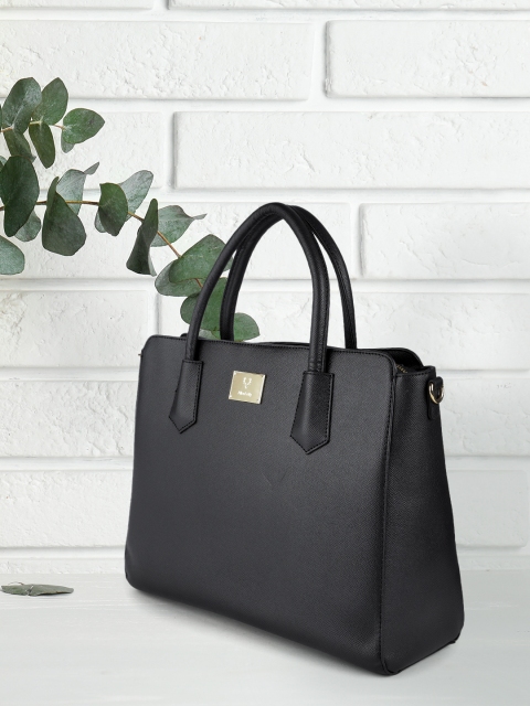 

Allen Solly Black Solid PU Regular Structured Handheld Bag