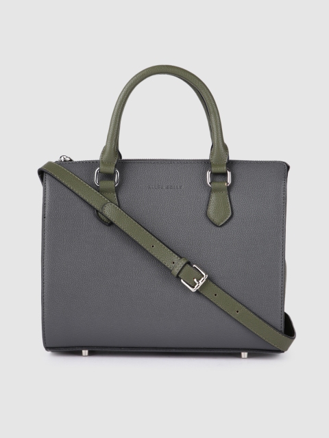 

Allen Solly Grey & Olive Green Solid Handheld Bag