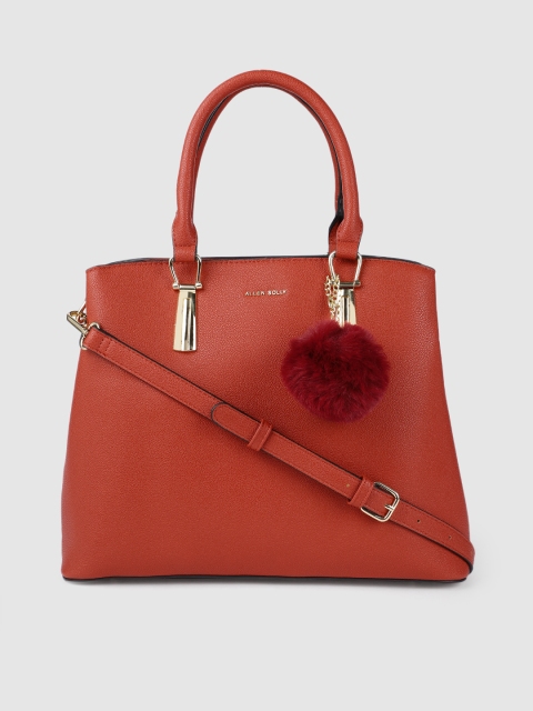 

Allen Solly Rust Solid PU Regular Structured Handheld Bag with Tasselled Detail