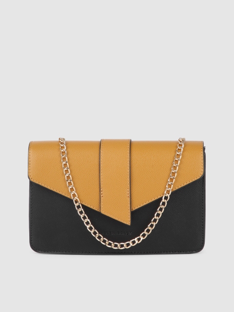 

Allen Solly Black & Brown Colourblocked PU Structured Sling Bag