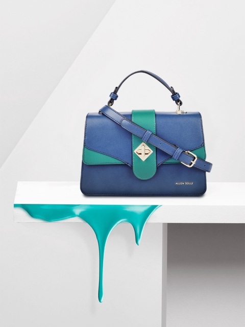 

Allen Solly Teal Blue Solid PU Regular Structured Handheld Bag