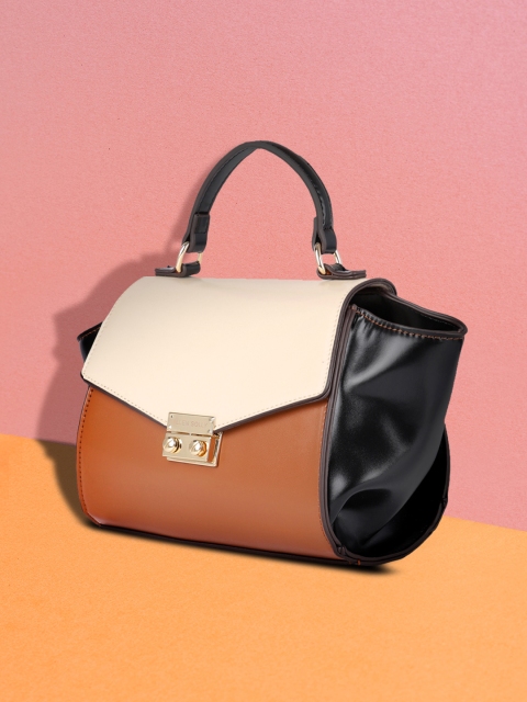 

Allen Solly Brown & Black Colourblocked PU Structured Satchel
