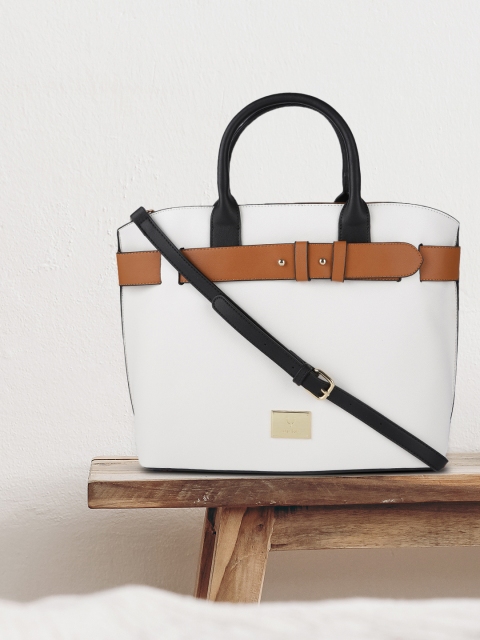 

Allen Solly White Solid PU Regular Structured Handheld Bag with Applique Detail