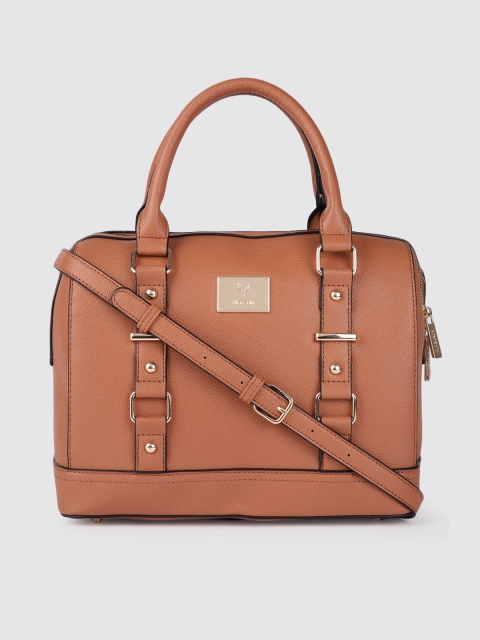 

Allen Solly Tan Brown Solid PU Regular Structured Handheld Bag with Buckle Detail