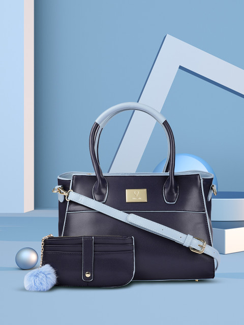 

Allen Solly Navy Blue Solid Handheld Bag
