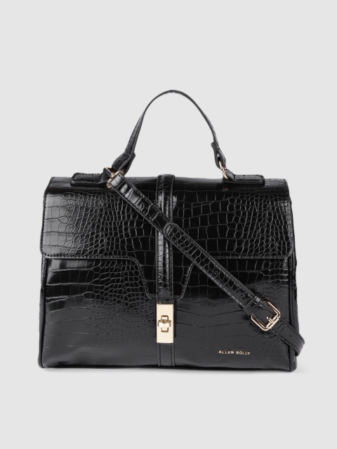 

Allen Solly Black Animal Textured PU Regular Structured Handheld Bag