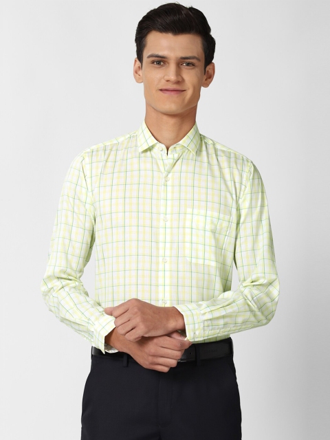 

Peter England Men Yellow Slim Fit Checked Formal Shirt
