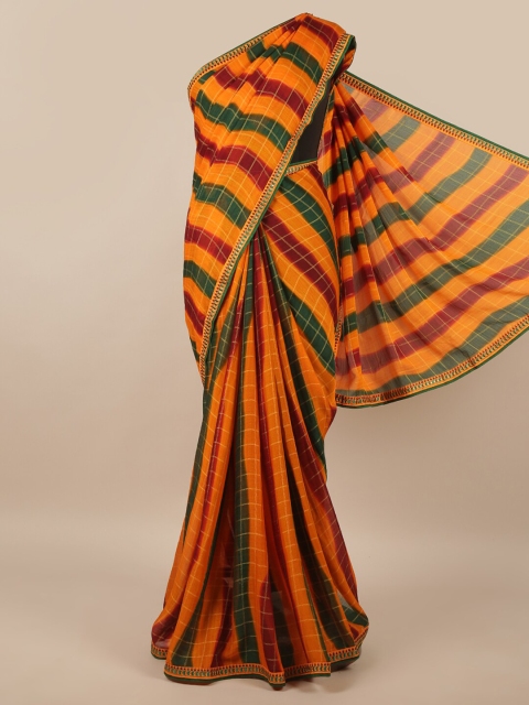 

Pothys Multicoloured Striped Poly Chiffon Saree, Multi