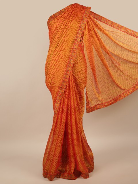 

Pothys Mustard Yellow & Orange Saree