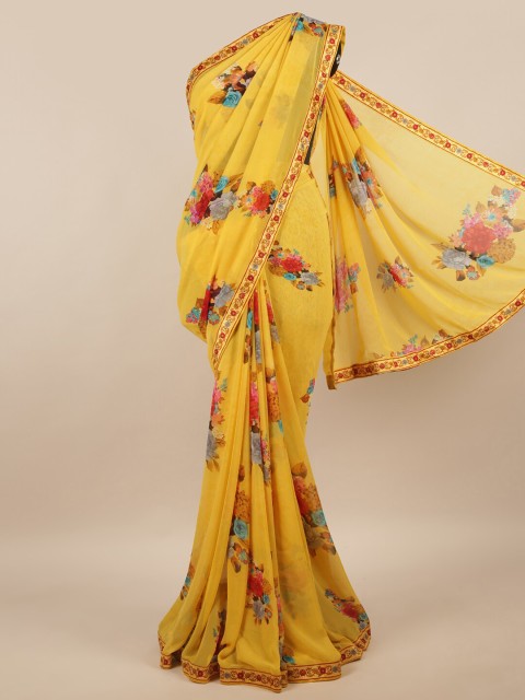 

Pothys Yellow & Blue Floral Saree