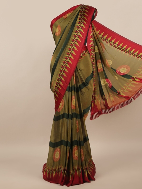 

Pothys Women Green Printed Poly Chiffon Saree
