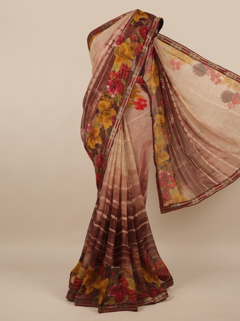 

Pothys Brown & Red Floral Printed Saree