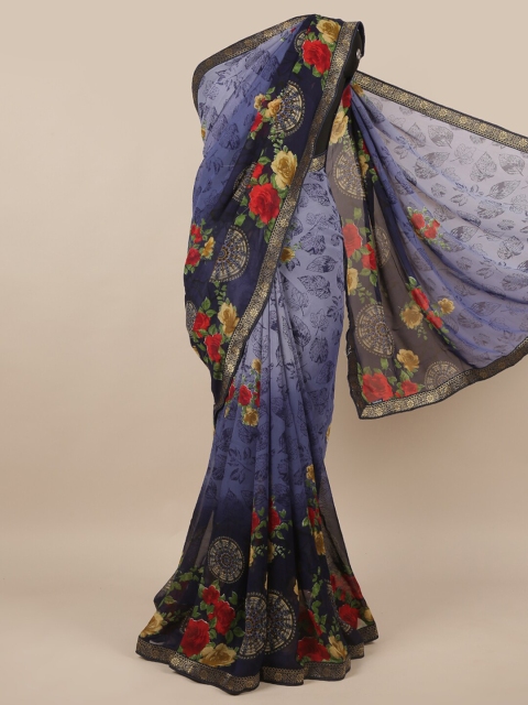 

Pothys Blue & Green Floral Zari Saree