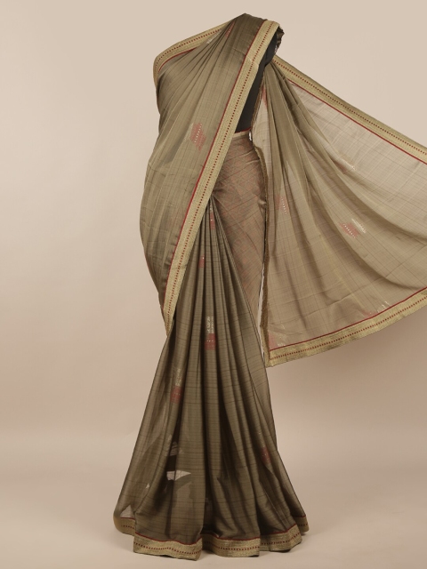 

Pothys Grey Printed Poly Chiffon Saree