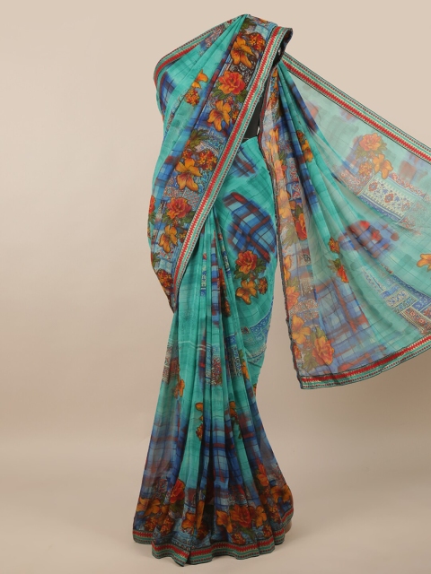 

Pothys Blue & Red Floral Printed Saree