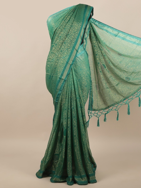 

Pothys Women Green Printed Poly Chiffon Saree, Sea green