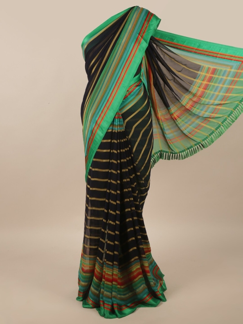 

Pothys Black & Green Striped Saree