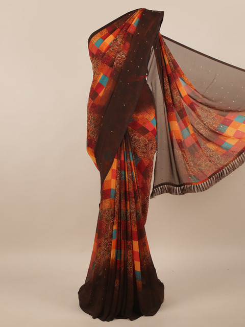 

Pothys Brown & Orange Woven Design Saree