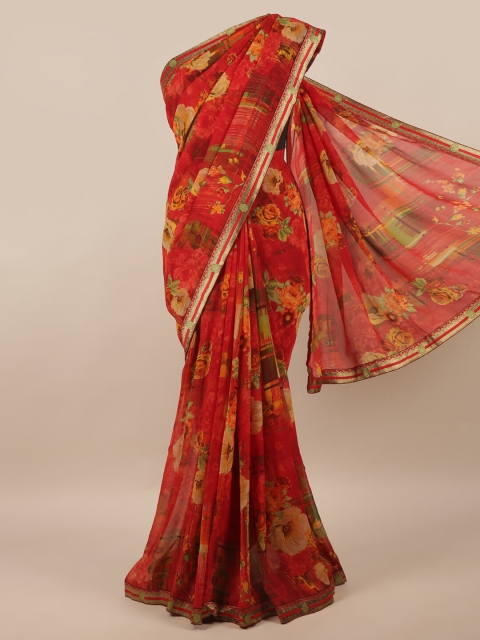 

Pothys Women Red & Green Floral Printed Saree