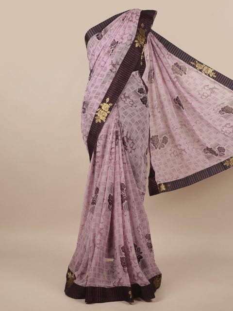 

Pothys Purple & Brown Floral Printed Zari Saree