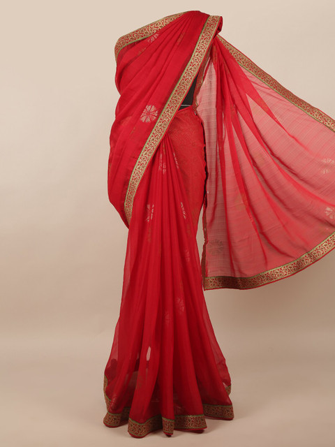 

Pothys Red & Gold-Toned Ethnic Motifs Saree