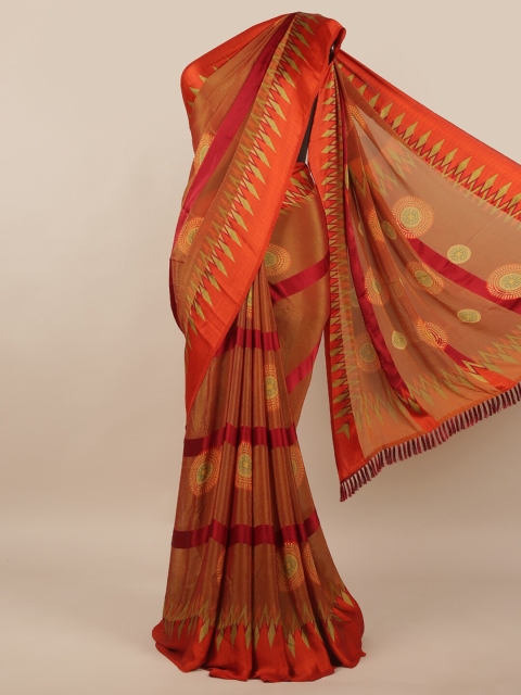 

Pothys Women Brown Printed Poly Chiffon Saree