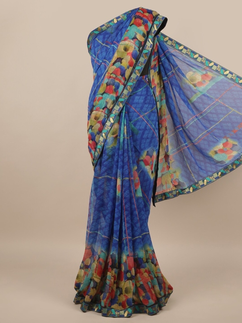 

Pothys Women Blue Printed Poly Chiffon Saree