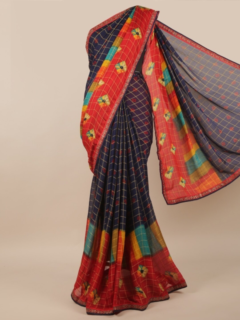 

Pothys Blue & Red Bandhani Saree