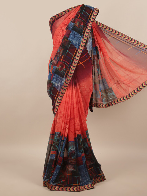 

Pothys Red & Blue Ethnic Motifs Printed Saree