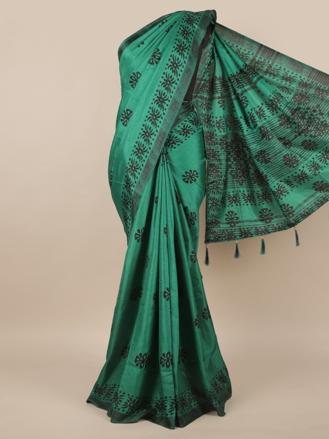 

Pothys Green & Black Ethnic Motifs Saree