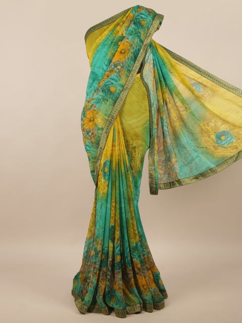 

Pothys Green & Yellow Printed Poly Chiffon Saree