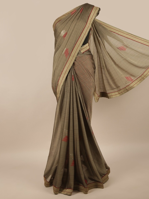 

Pothys Grey & Red Ethnic Motifs Printed Saree