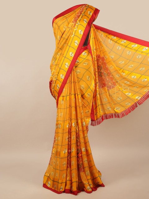 

Pothys Yellow & Red Checked Saree