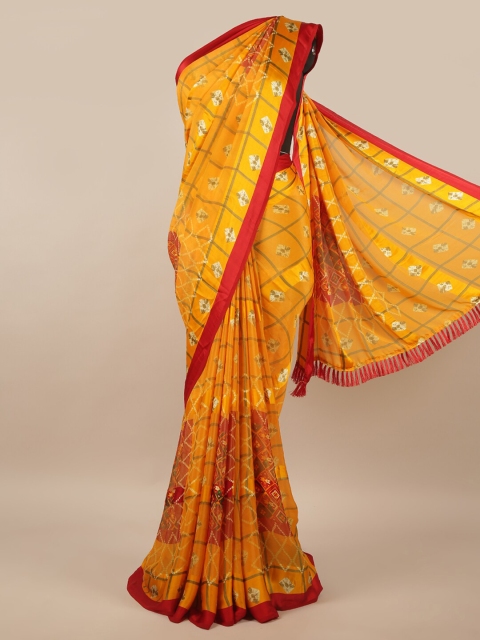 

Pothys Yellow & Red Checked Saree