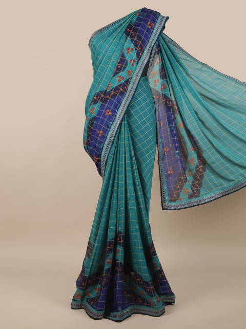 

Pothys Blue & Red Checked Saree
